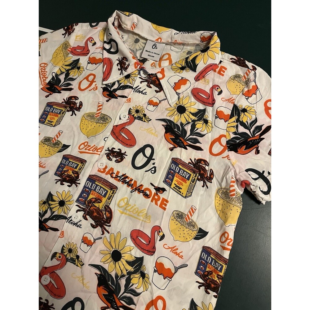 NEW Baltimore Orioles 2026 Hawaiian SGA Old Bay Splash Aloha Button Shirt MED